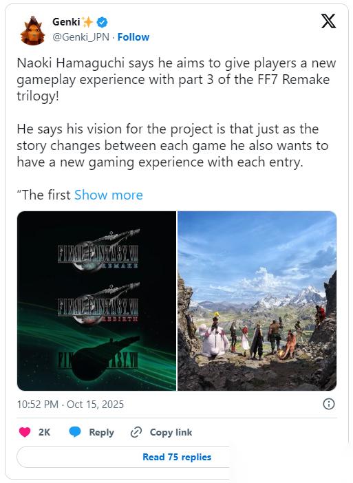《FF7 重制版》第三部游戏 将带来全新的玩法体验