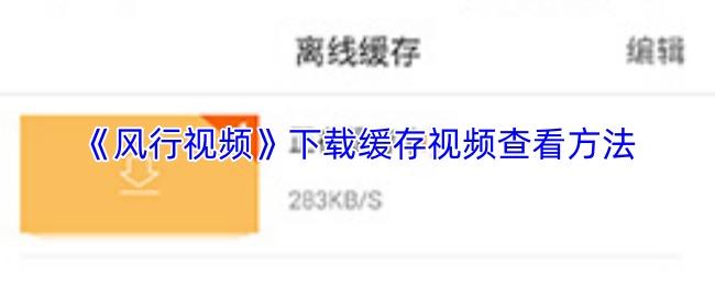风行视频 下载缓存视频查看方法