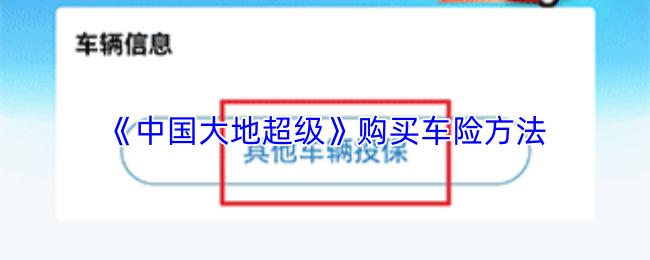 中国大地超级 购买车险方法