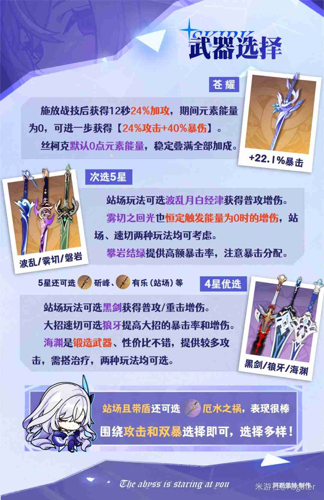 原神2026丝柯克武器选择推荐
