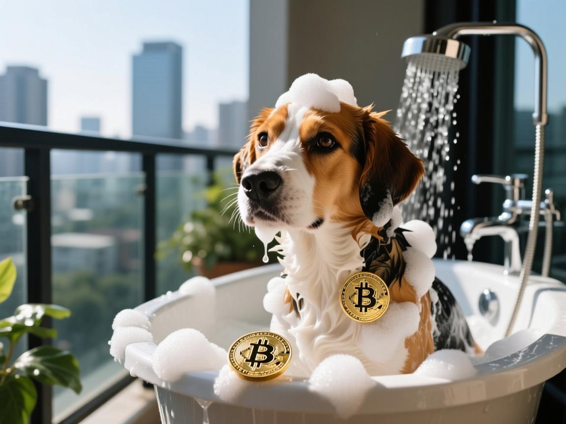 洗澡后狗狗币放阳台