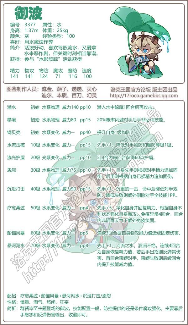 洛克王国御波技能表
